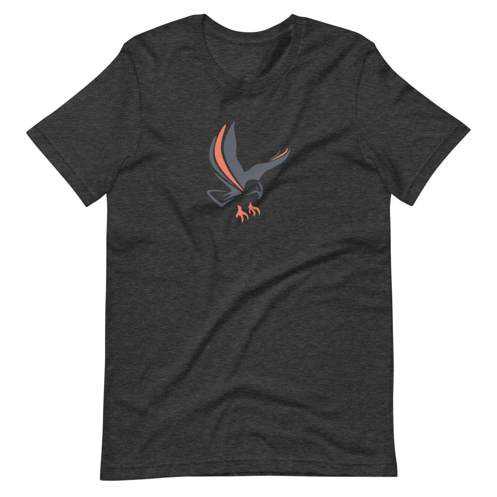 Dark heather grey colored t-shirt with an eagle on the front of it.